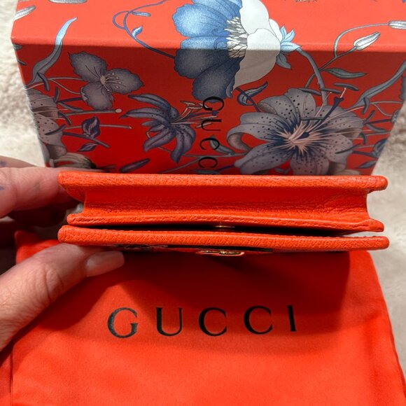 GUCCI LIMITED EDITION FLORA GG MARMONT BIFOLD WALLET ORANGE Excellent - Picture 7 of 17